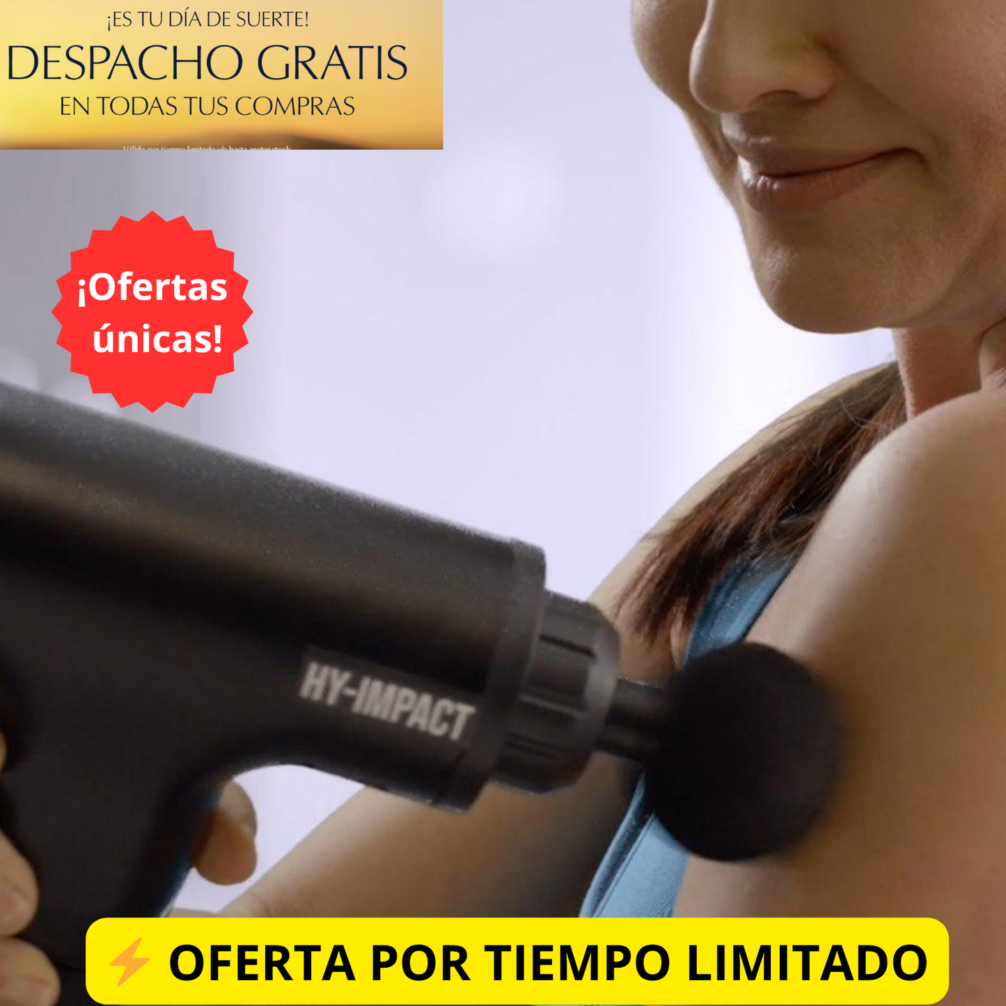 PISTOLA MASAJEADOR RECARGABLE DE 6 VELOCIDADES