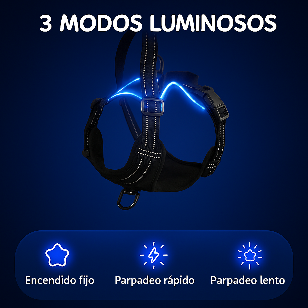 GlowGuard™: Arnés LED Pro de Seguridad y Control Total