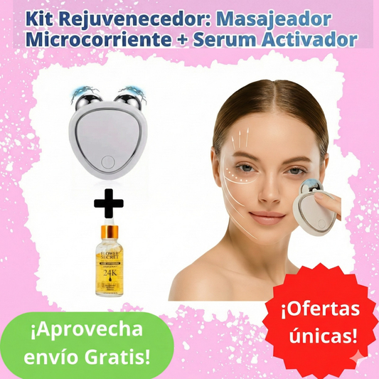 Kit Rejuvenecedor: Masajeador Microcorriente + Serum Activador