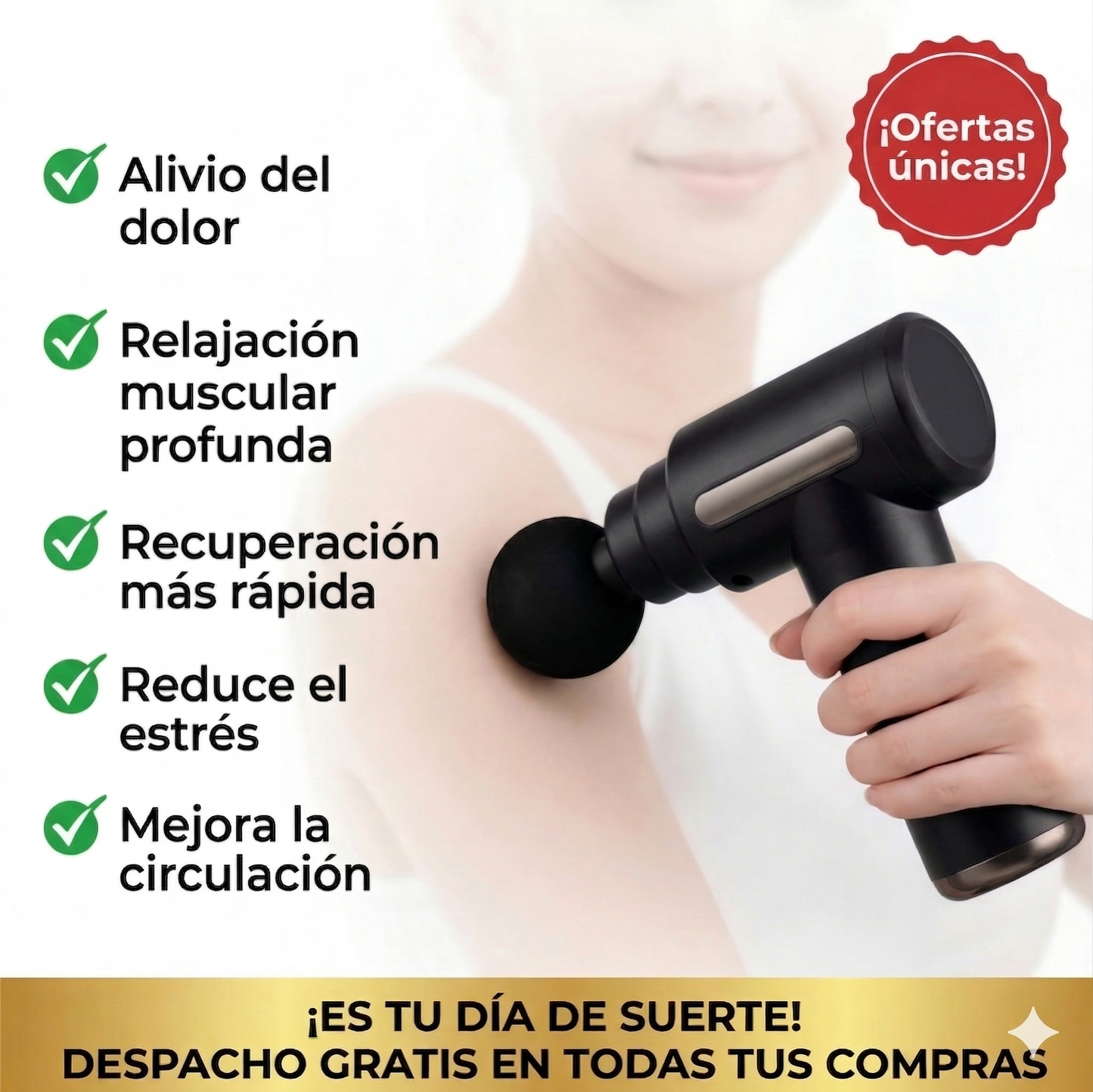 PISTOLA MASAJEADOR RECARGABLE DE 6 VELOCIDADES
