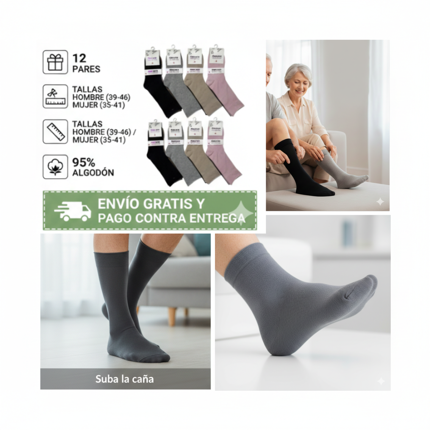 CirculaPro™ Calcetines (12 pares) camine sin dolor ni marcas