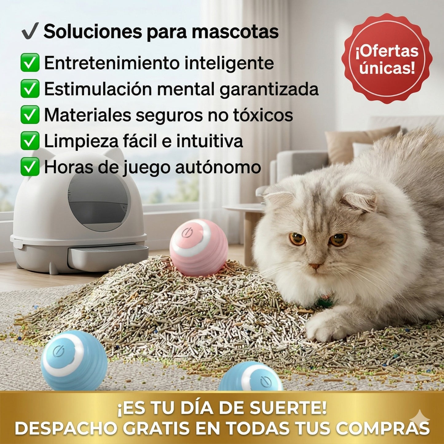 PELOTA JUGUETE INTERACTIVA PARA GATOS