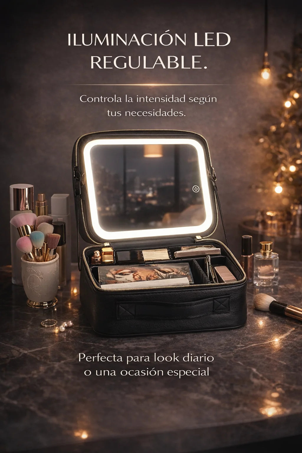 COSMETIQUERO PROFESIONAL CON ESPEJO LED