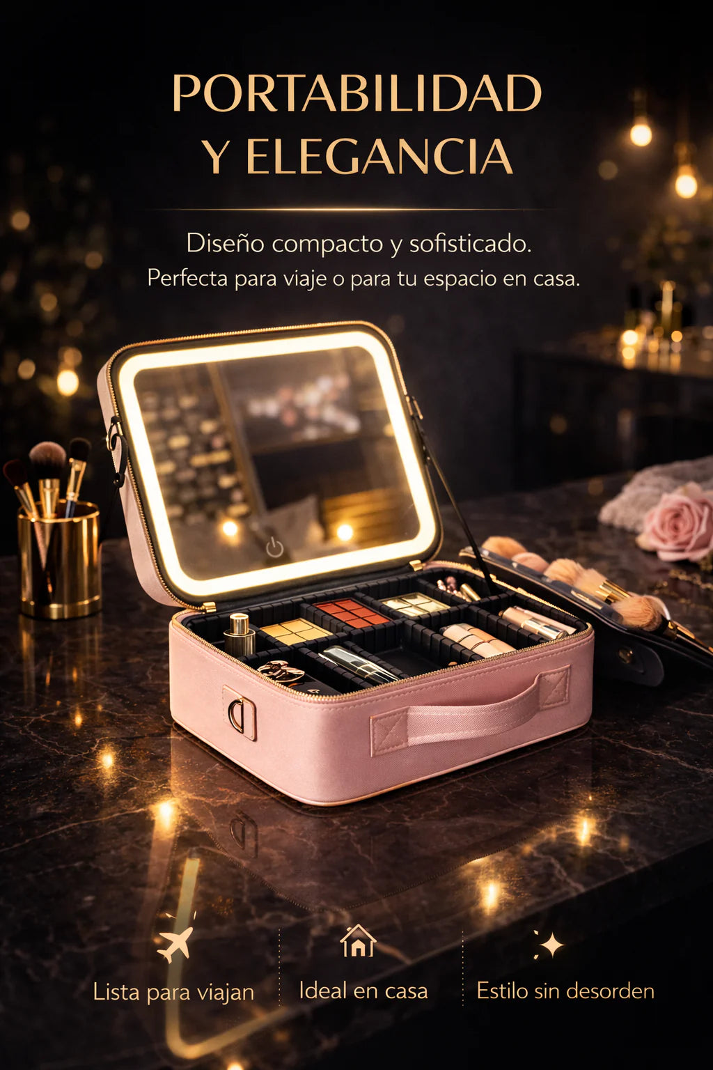COSMETIQUERO PROFESIONAL CON ESPEJO LED