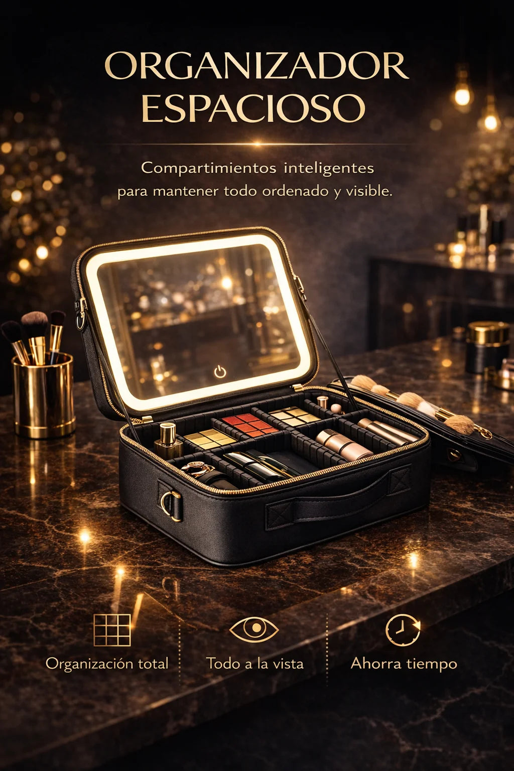 COSMETIQUERO PROFESIONAL CON ESPEJO LED